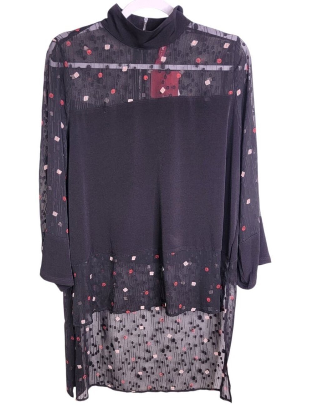 IC by Connie K Sheer Tunic Blouse Size Large NEW Witchy Goth Artsy Eclectic Boho